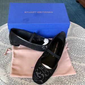 Stuart Weitzman “Arabella” Black Lace Flats sz 7.5